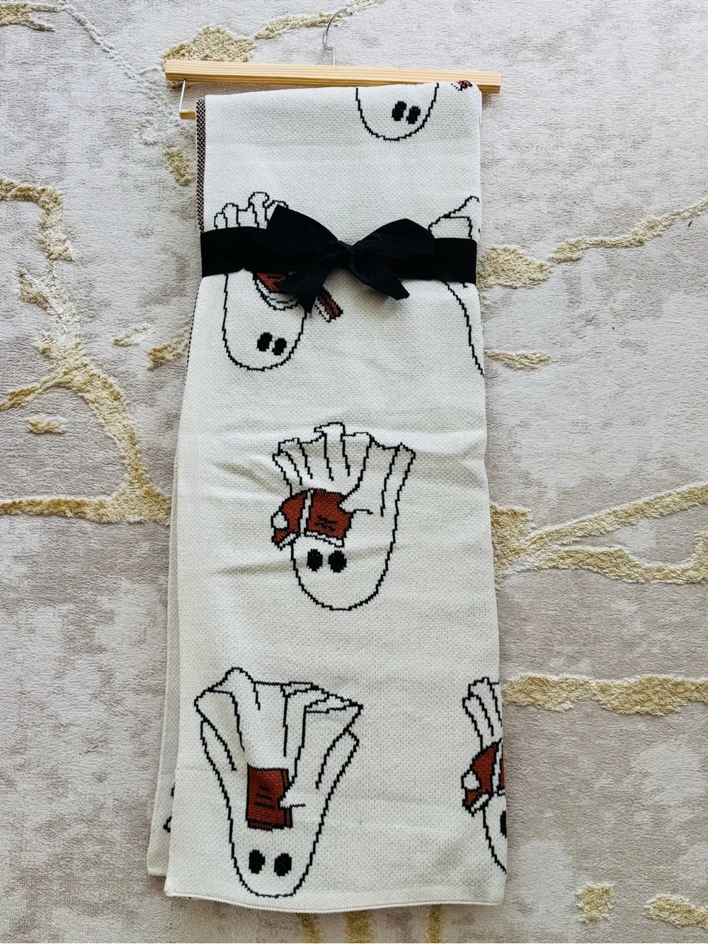 Goblin & Ghoul Ghost Reading Books Decorative Throw NWT